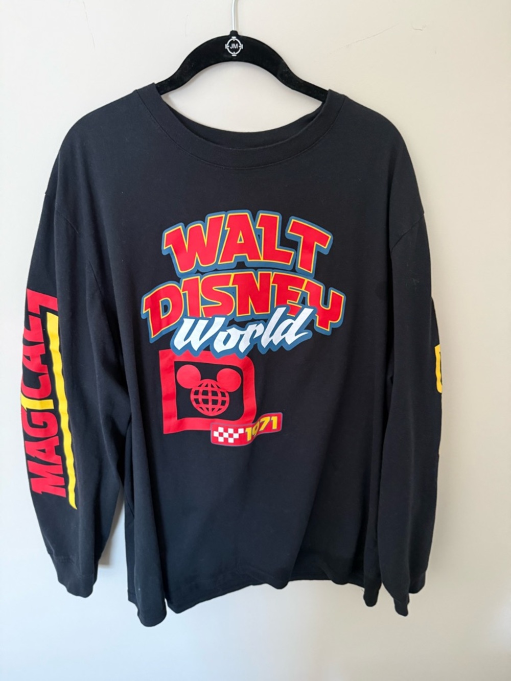 Mens XXL Walt  Disney World Black Long Sleeve Racing Graphic Tee